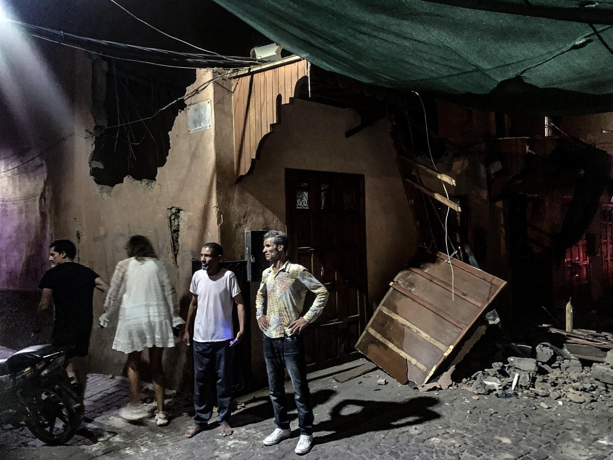 Una casa semiesfondrada pel terratrèmol d'aquestra passada nit al Marroc